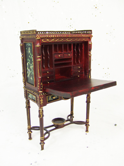 ** CA014-01** Mahogany Bookcase with oriental Paint - Click Image to Close